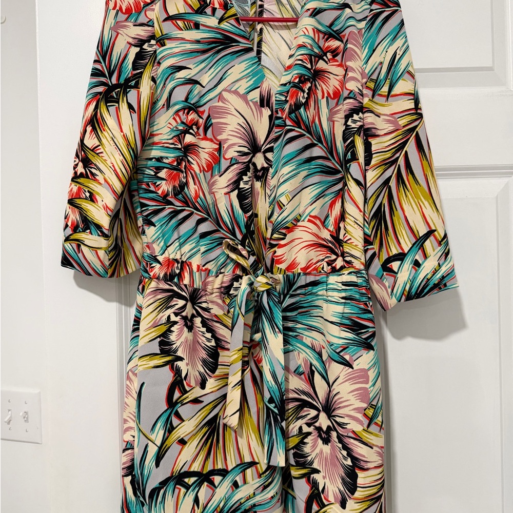 Tropical Floral Tie-Waist romper
